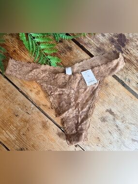 Auden Lace Thong Panty in Light Brown